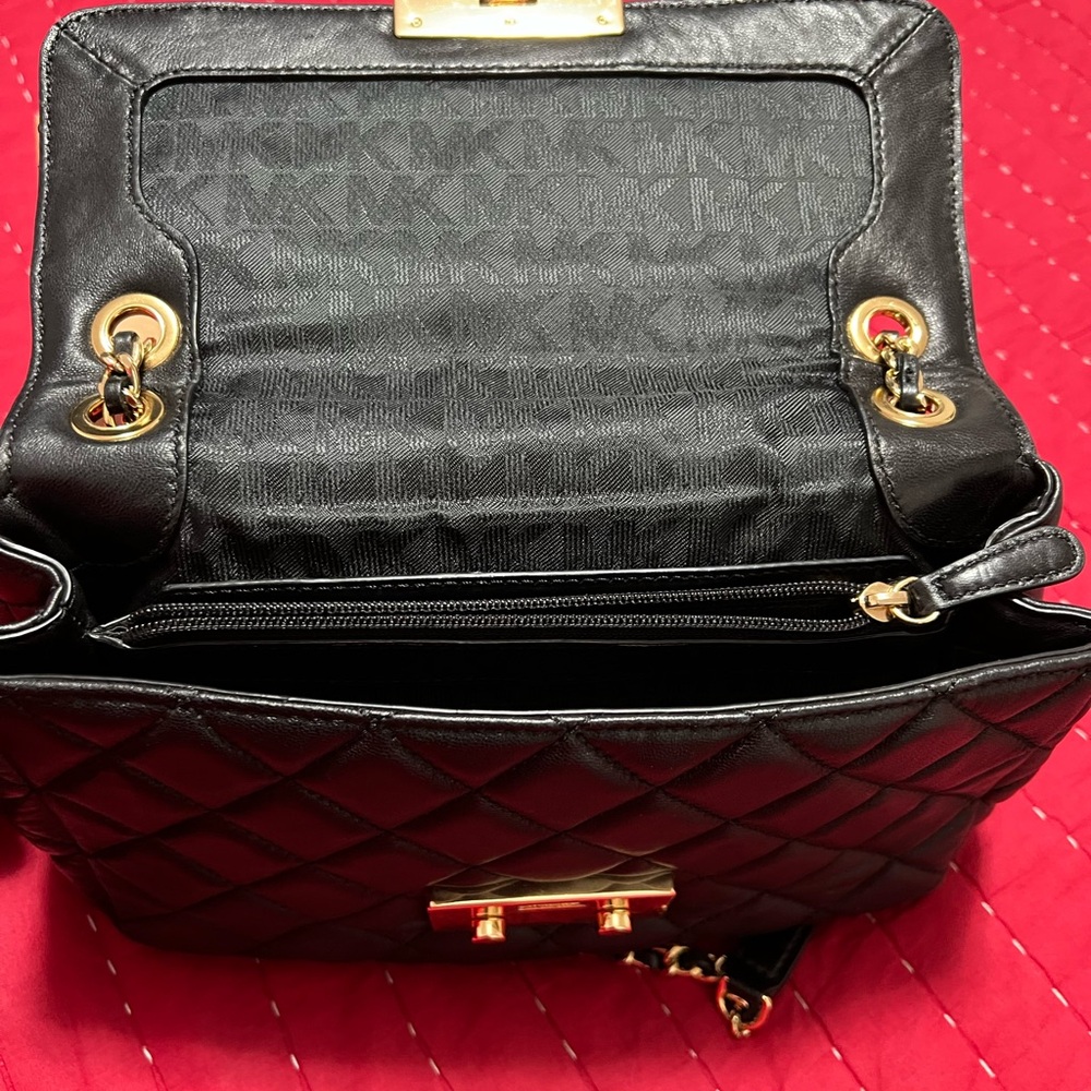 Michael Kors Black and Gold Quilted Shoulder Bag - Picture 9 of 11